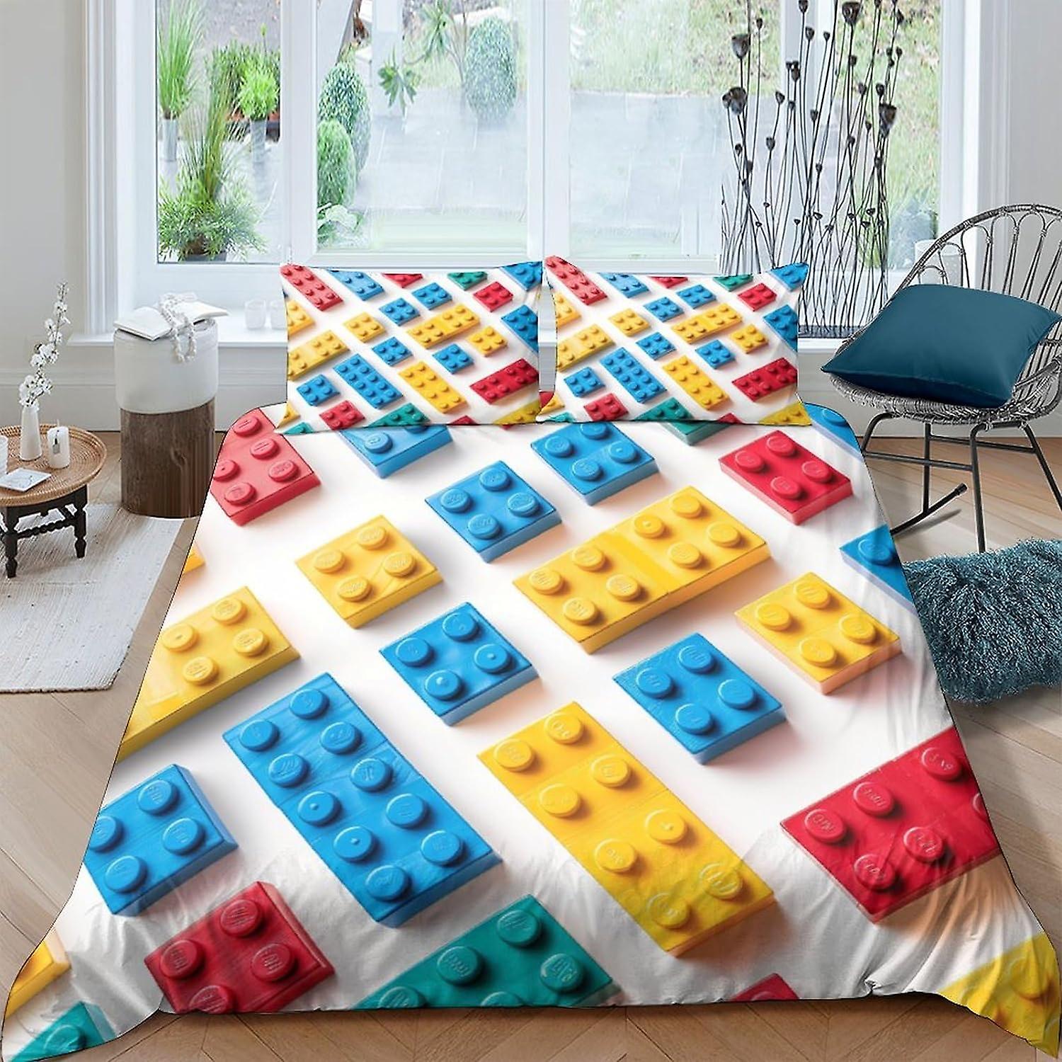الملونة لعب الأطفال 3D المطبوعة بناء لحاف غطاء للبنين الفتيات المعزي يغطي غطاء لحاف مع سستة إغلاق الفراش مجموعة لينة ستوكات ث