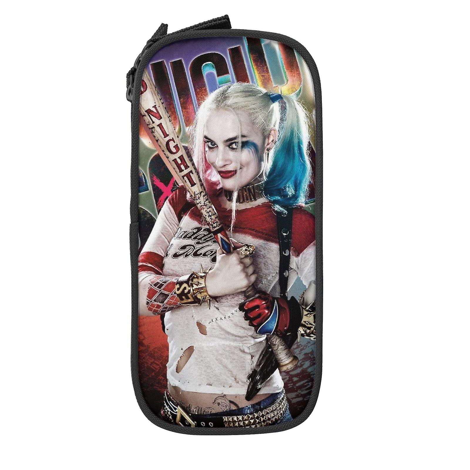 ジッパー付きハーレークインペンシルケース、大容量ペンポーチ大型収納バッグ耐久性のあるペンボックス、子供向けの学用品ティーンスチューデントボーイズギル