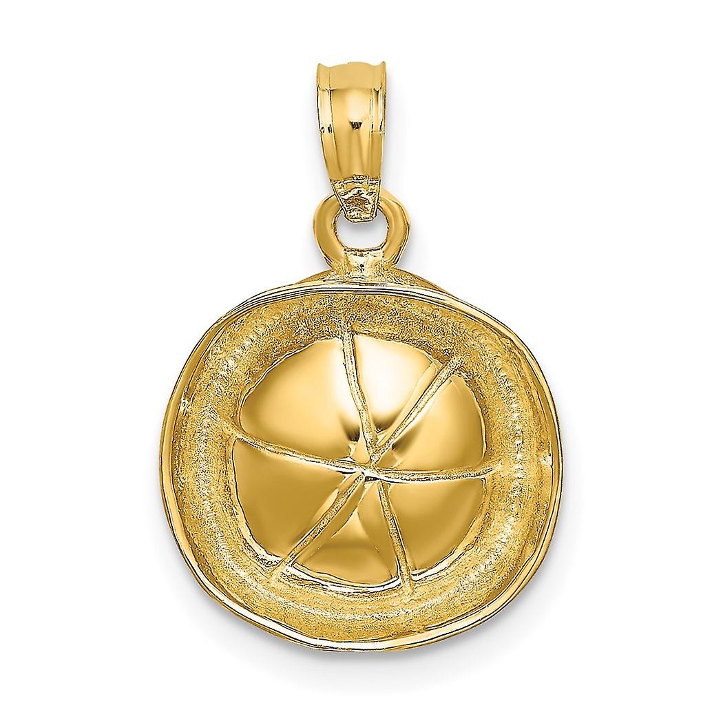 14k Solid Yellow Gold Textured Polished Sailor Hat Pendant Necklace 18.04x13.66mm Wide 4.81mm Thick-Pendant for Women