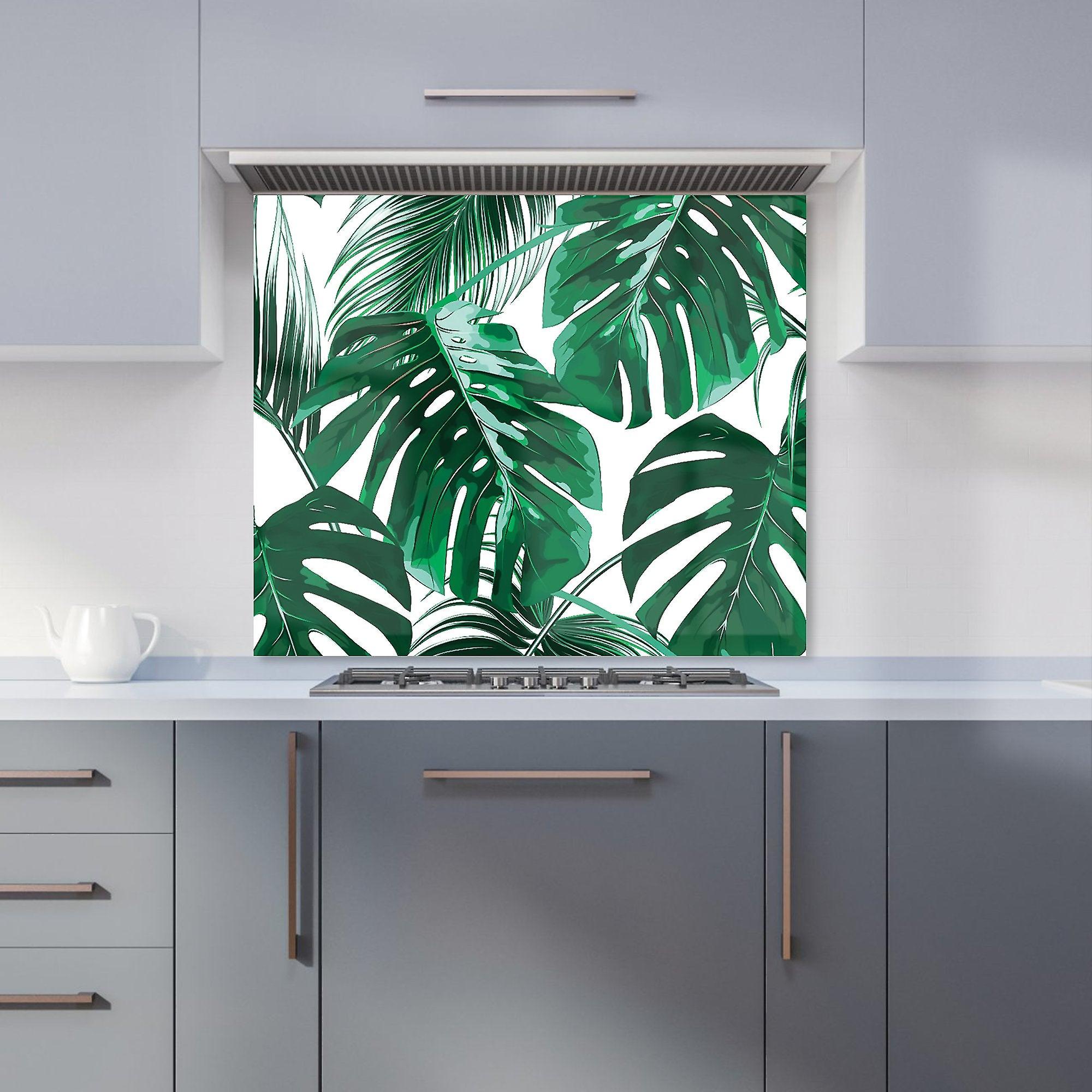 Tropical Jungle Leaf Pattern Kitchen Splashback