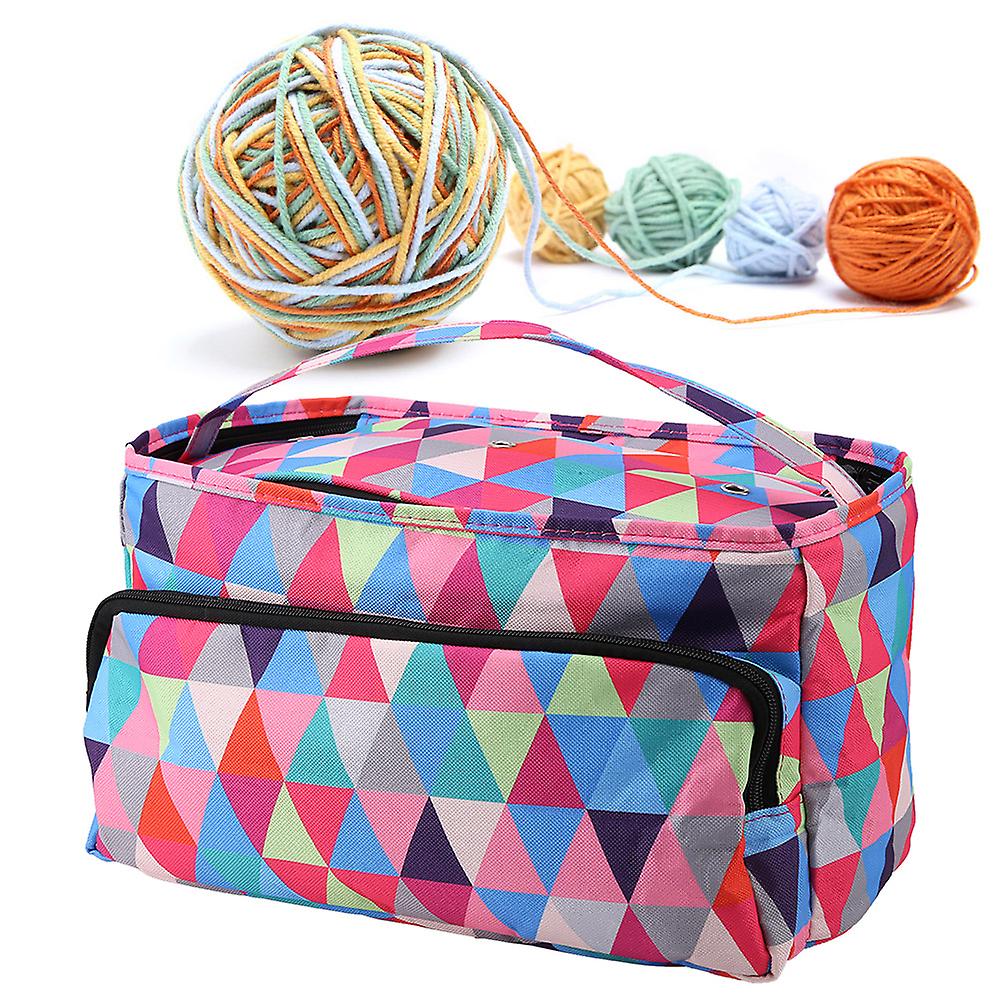 Crochet Thread Sewing Bag Lady's Storage Box Knitting Bag(Multi Color Square)
