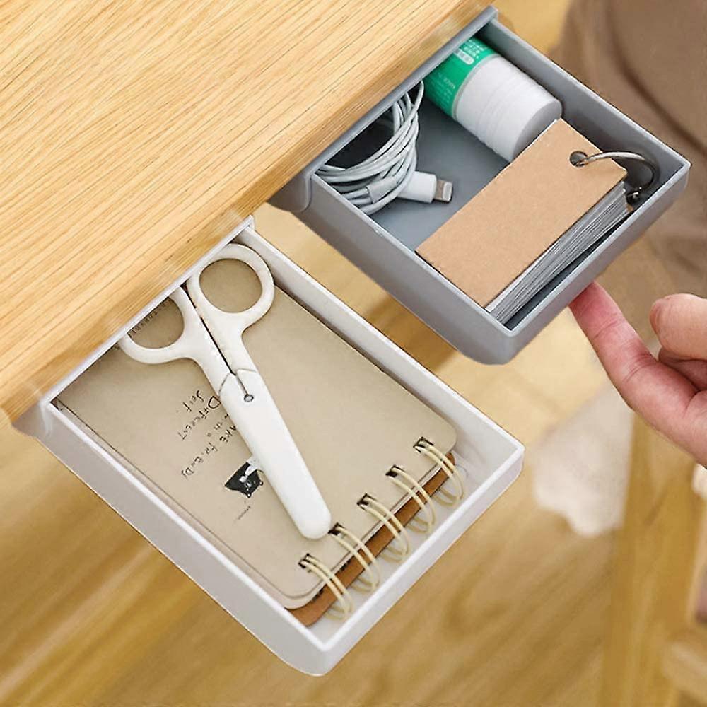2 Stcke Unter Schreibtisch Schublade Organizer Lagerung, Selbstklebende Schublade Bleistiftablage Make-up-Organizer Schreibtisch Schublade Versteckte