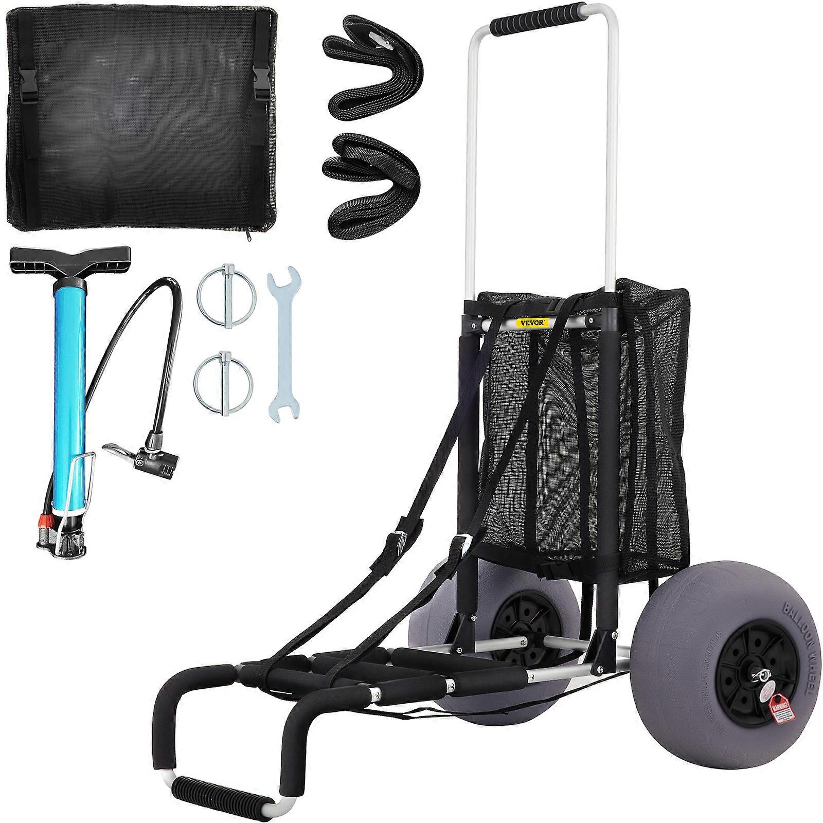 Beach Carts for Sand, 23\" x 15\" Cargo Deck, 165LBS Loading Folding Sand Cart & 33.1\" to 51.6\" Adjustable Height