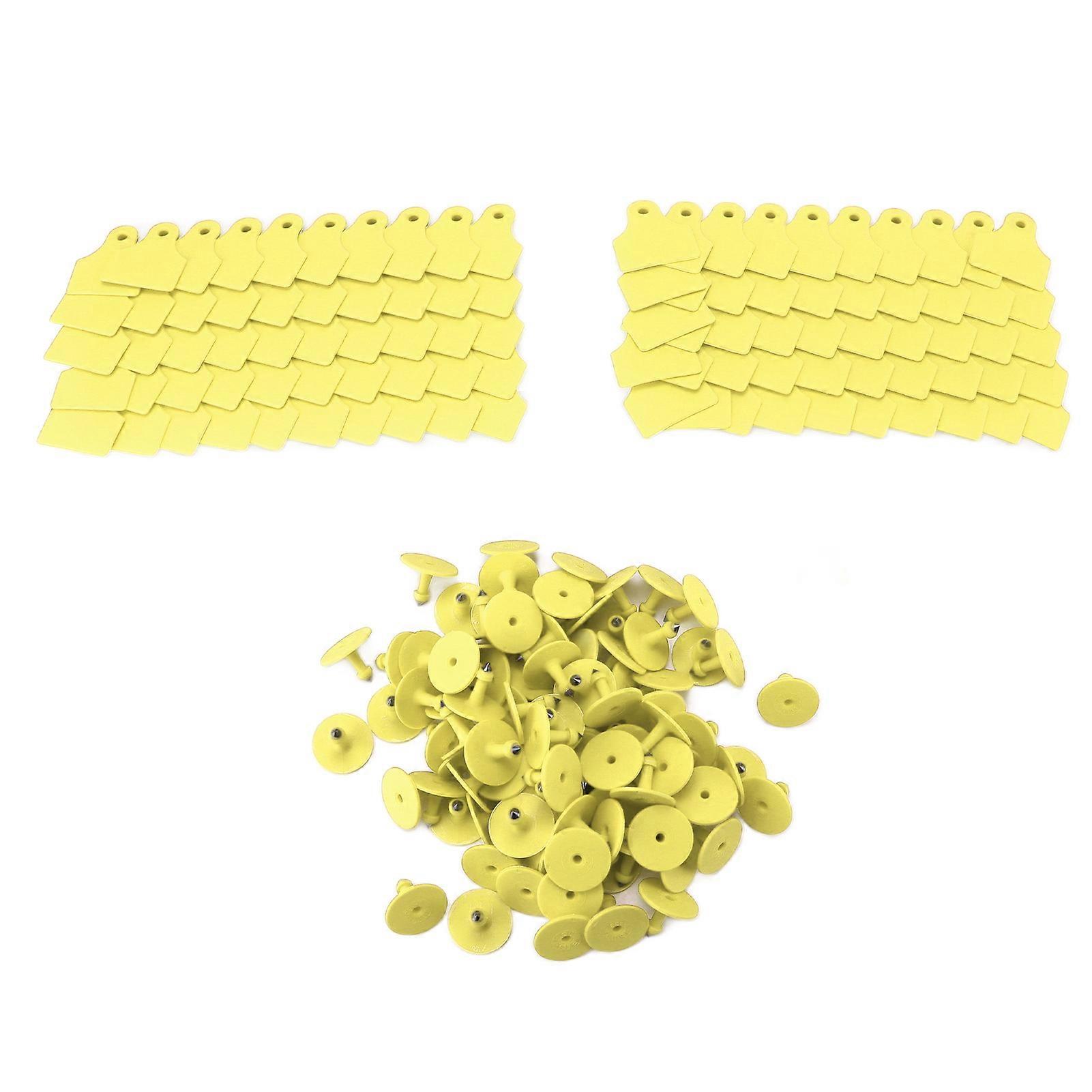 100 Set Plastic Livestock Identification Blank Ear Tag for Sheep Cattle Pigs Animal Farm SuppliesYellow NO.7738