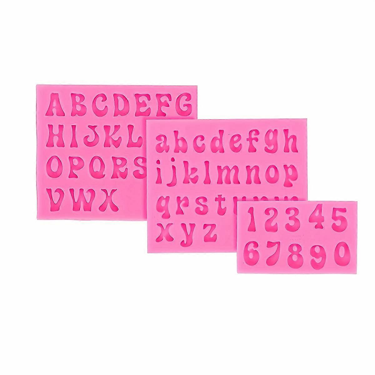 3pcs, Alphanumeric Fondant Mold, 3D Silicone Mold, Cartoon Letters And Numbers Candy Mold, Chocolate Mold, For DIY Cake Decorating Tool, Baking Tools,