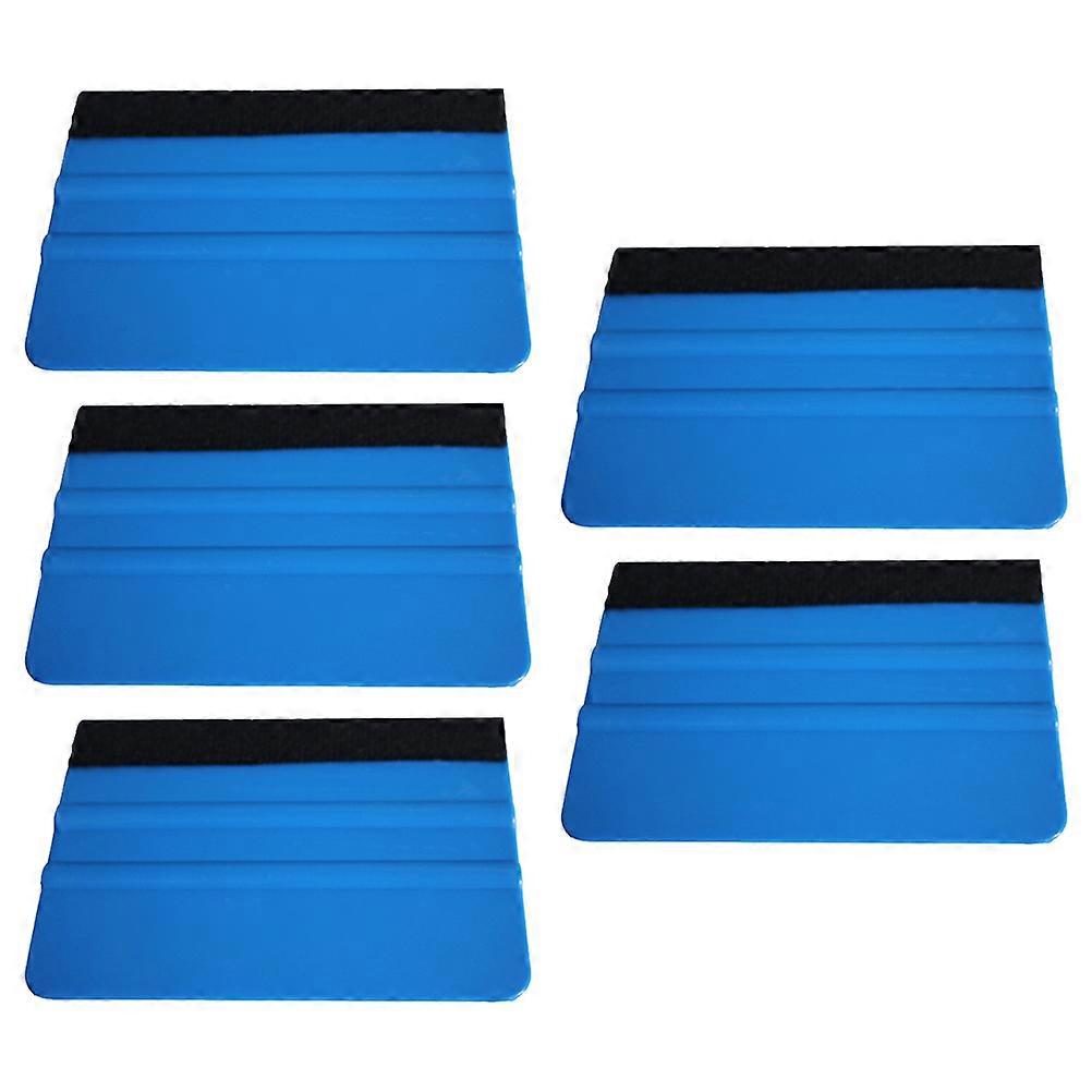 5pcs Plastic Felt Squeegee Auto Car Window Film Decal Scraper Applying Tool Car Gadget for Car Auto Automobile (Blue)