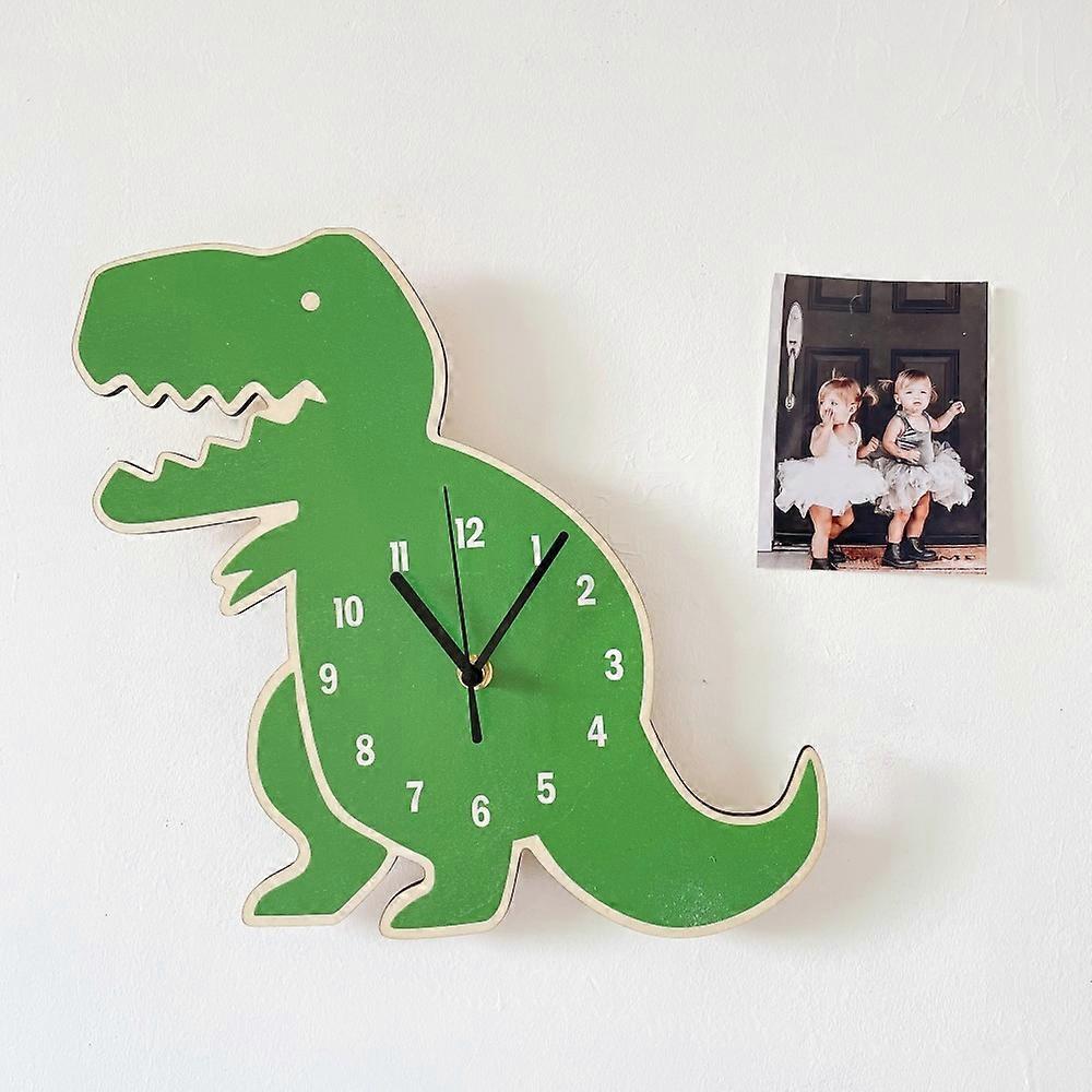 Bedroom Mute Clock Wall Mount Or Desktop Cartoon Clock Decorative Dinosaur Shaped Mechanical Clock