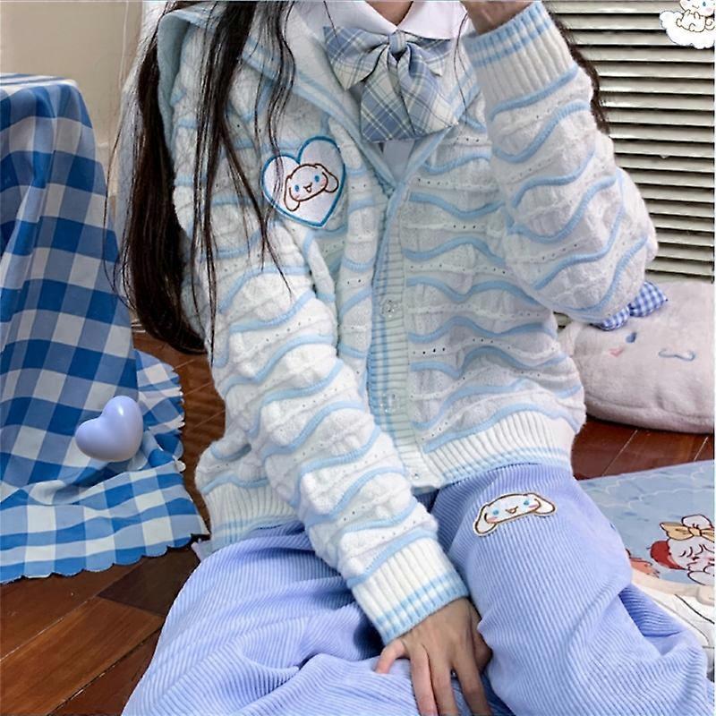 بلدي ميلودي Cinnamoroll اليابانية الجديدة طوق البحرية الطالب محبوك سترة سترة سترة كارديجان أنثى فتاة هدية عيد ميلاد