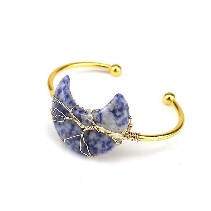Bracelet - Blue Lace Agate Moon Tree Bracelet - Oceanic Tranquility