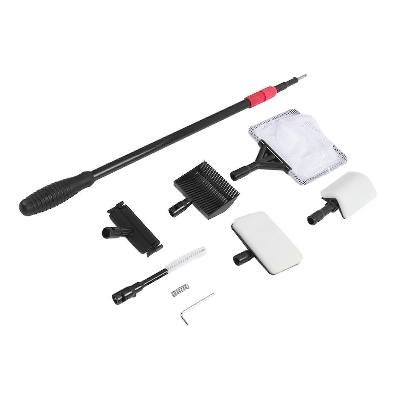 6 in 1 Aquarium Cleaning Kit Multifunction Replaceable Durable Fish Tank Cleaner Set with Telescopic Handle