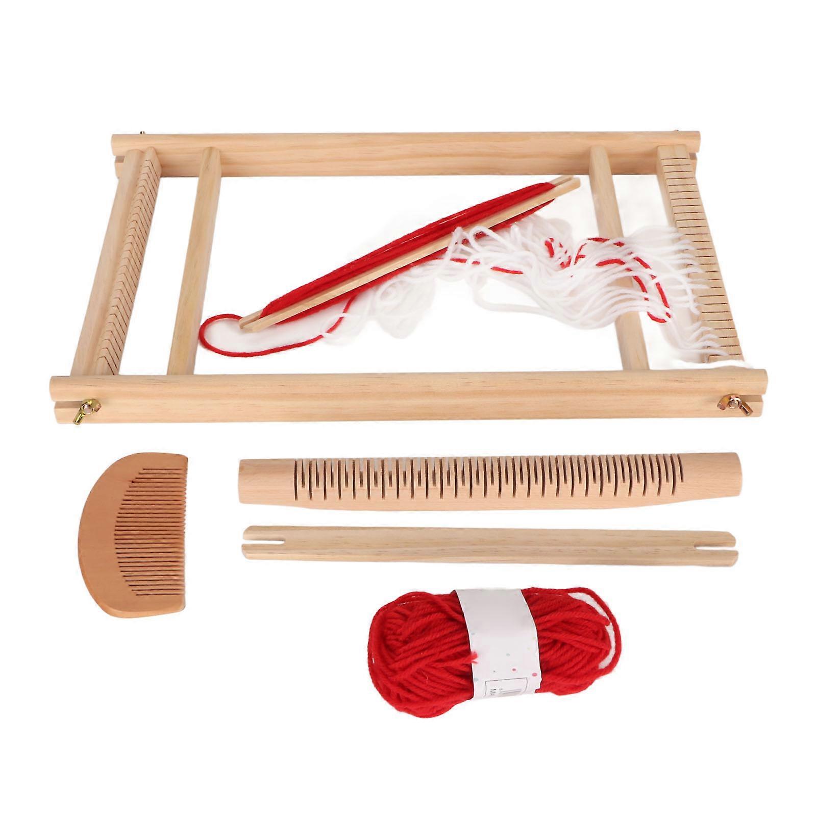Kids Weaving Loom Easy Operation Hand Eye Coordination Durable Wood Weaving Loom Kit with Yarn Ball for Kids Beginners