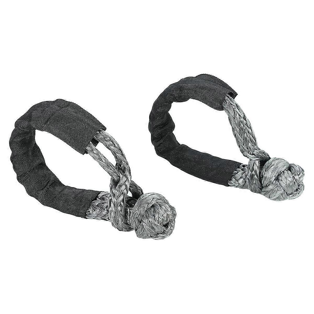 2pcs Grau 1/2inch X 22inch Soft And Loop Rope Synthetic Traction Strap 43000lbs Breaking Power
