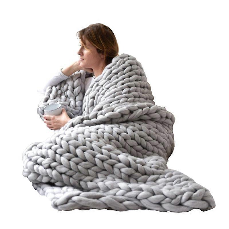 Photography Props Coarse Yarn Hand Woven Blanket Knitted Blanket Wool Blanket Cover Blanket