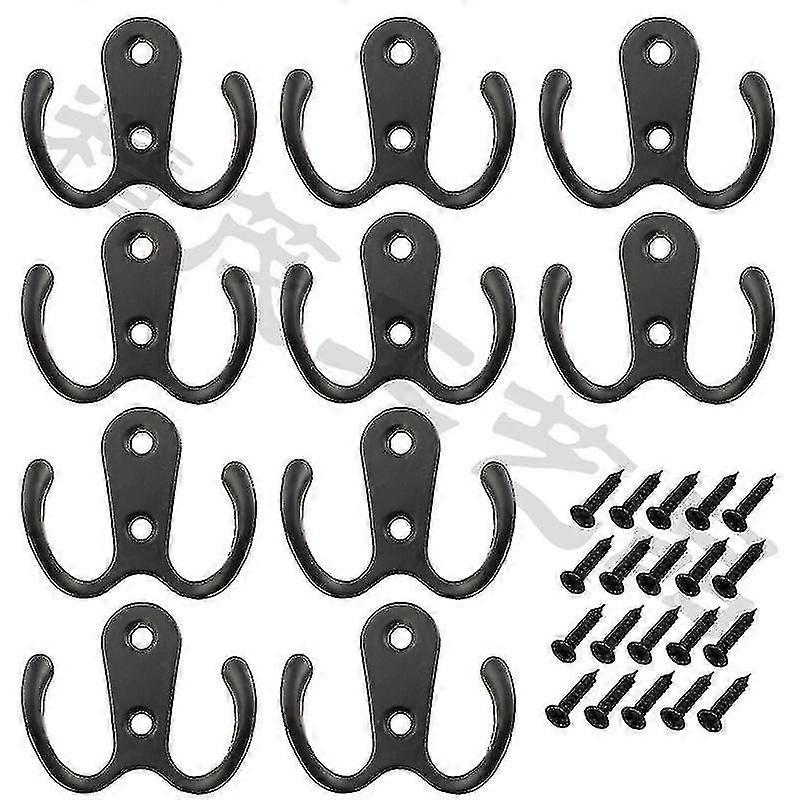 10pcs Coat Hooks, Double Metal Hat Hooks Hooks,wall Coat Hooks With Screws