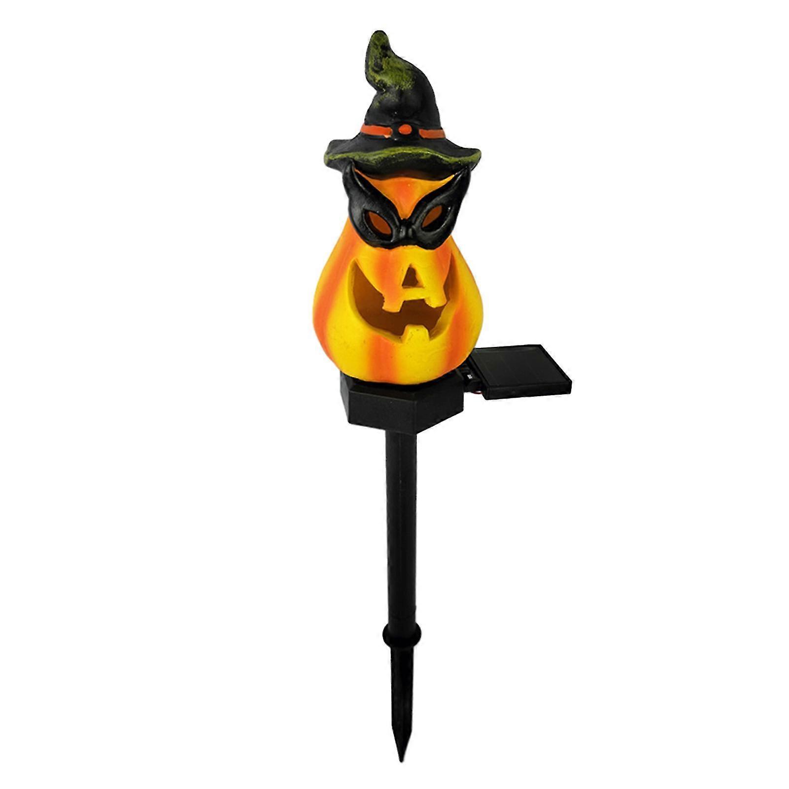 Skræmmende solgræskar jordlampe til Halloween Automatisk belysning natlampe til havegårdsparker