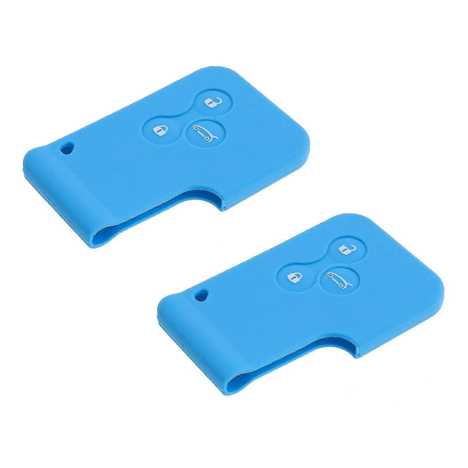 3 Button Waterproof Key Case Holder Cover Compatible With Renault (blue)(2pcs )