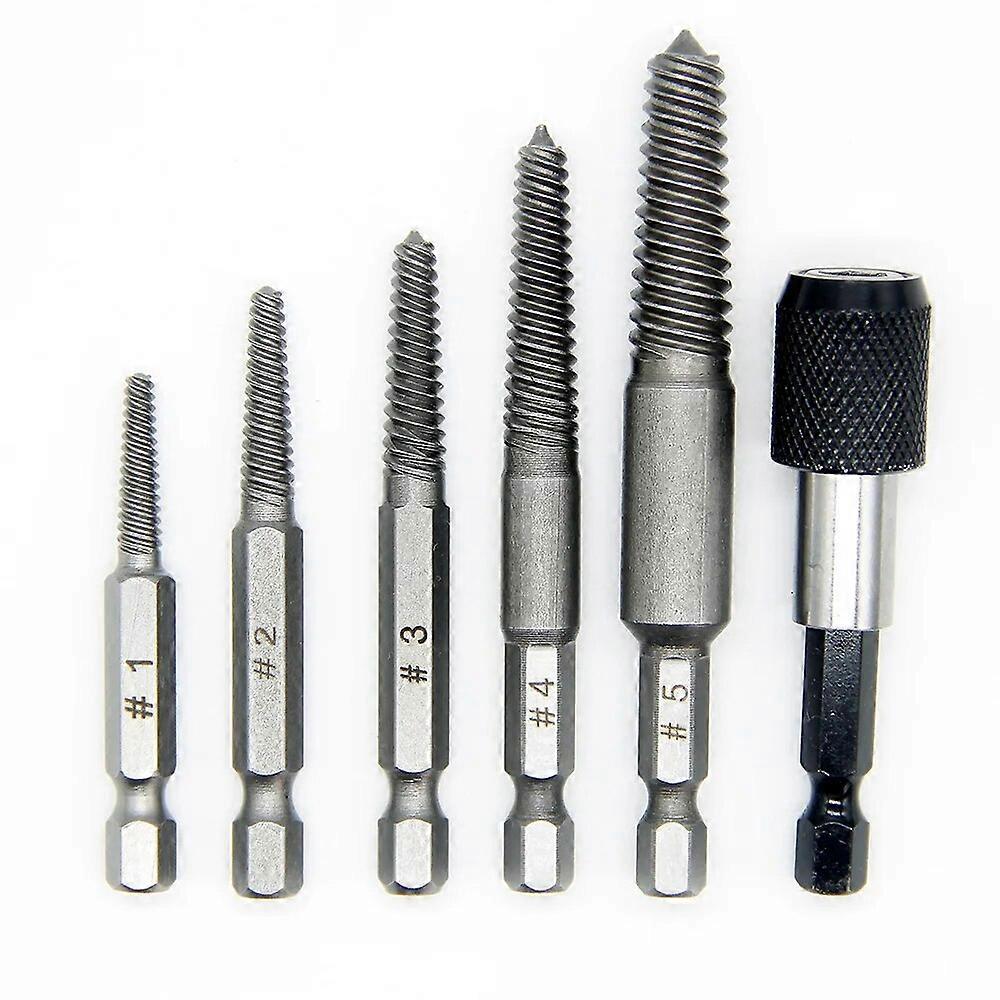 6pcs Screw Extractor Center Drill Bits Guide Set Broken Damaged Bolt Remover Hex Shank And Spanner For Broken Hand Tool