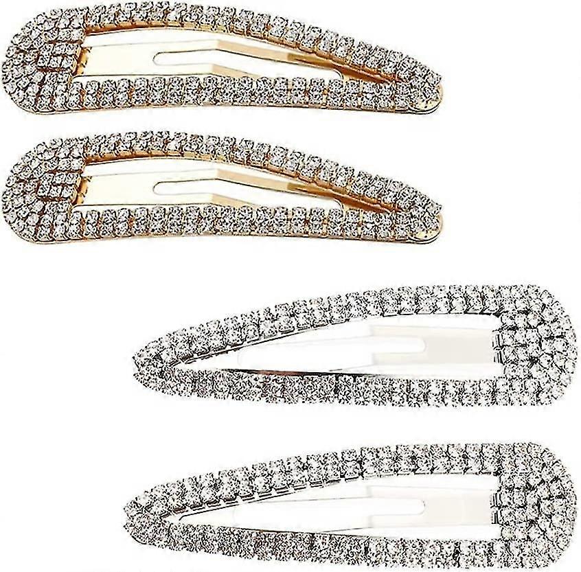 4 Pcs Rhinestone Snap Clips Large