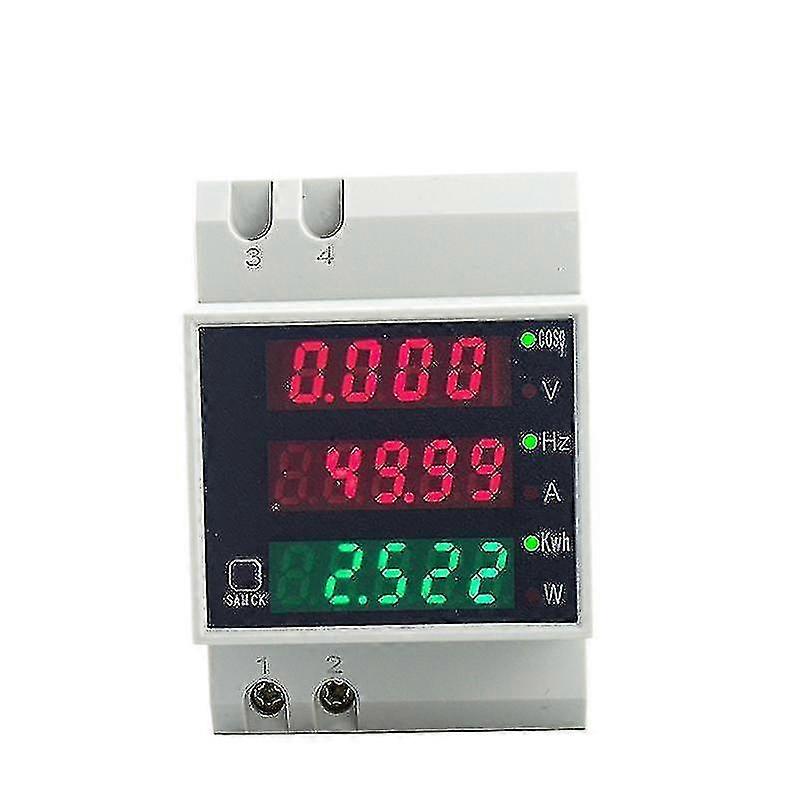 D52-2058 Wattmeter Din Rail Volt Current Meter Power Factor Digital Meter Ac80-300v Multi-function Kwh Hz Meter 0-100a