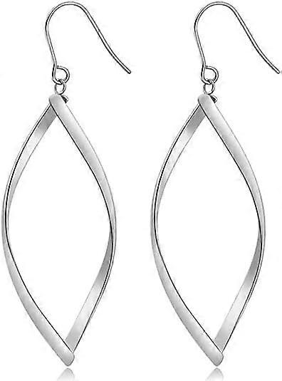 Stainless Steel Rhombic Wave Shaped Simple Plain Dangle Earrings