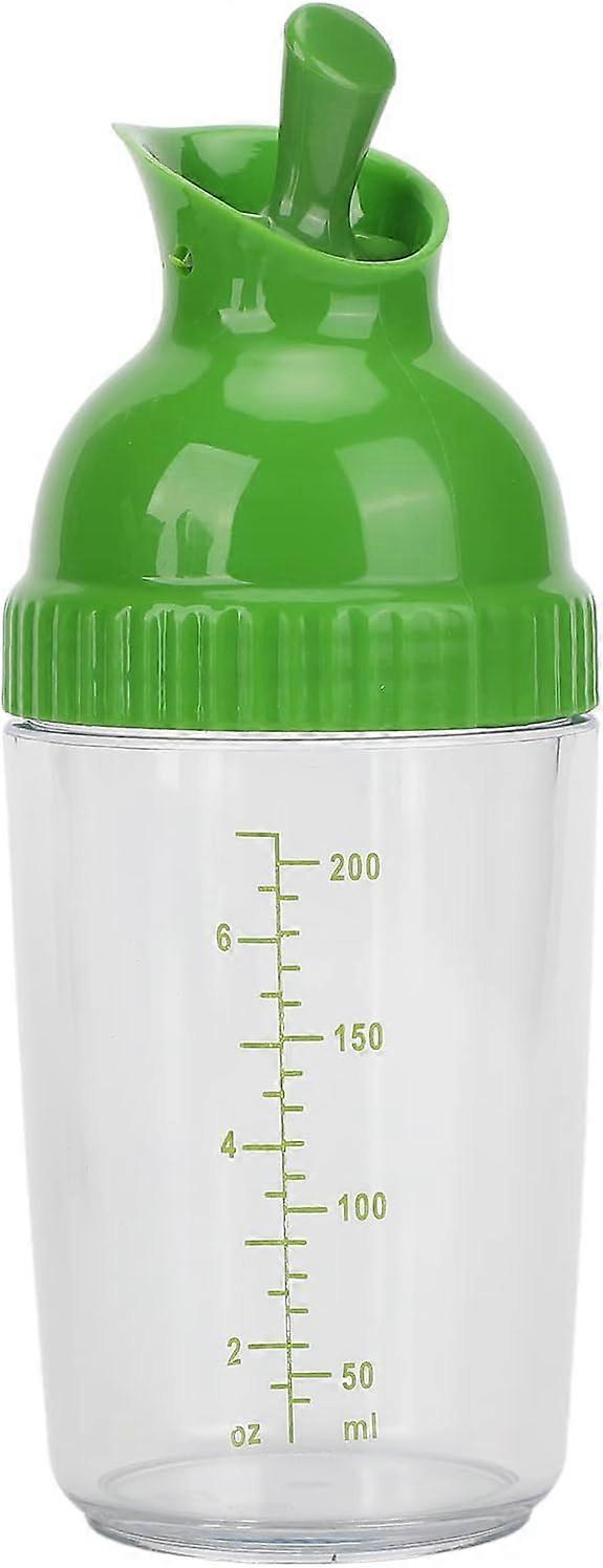 Salad Dressing Shaker, Plastic Clear Measuring Bottle for Mixing Ranch Homemade Sauce Container BPA Free Dripless Pour PP Jar Dispenser Green)
