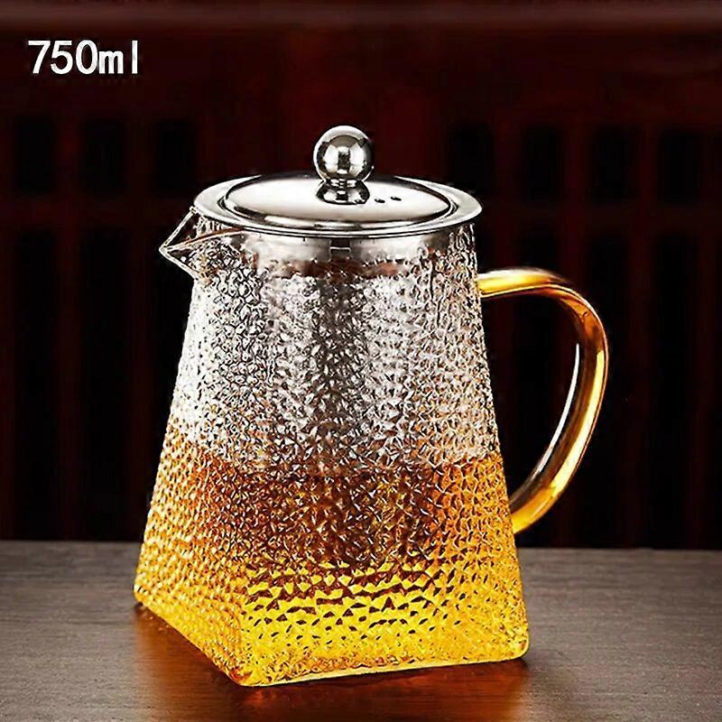Bule de vidro de martelo de alta qualidade com filtro de aço inoxidável Puer Tea Maker Bule de vidro resistente ao calor e conjunto de xícaras Chaleira