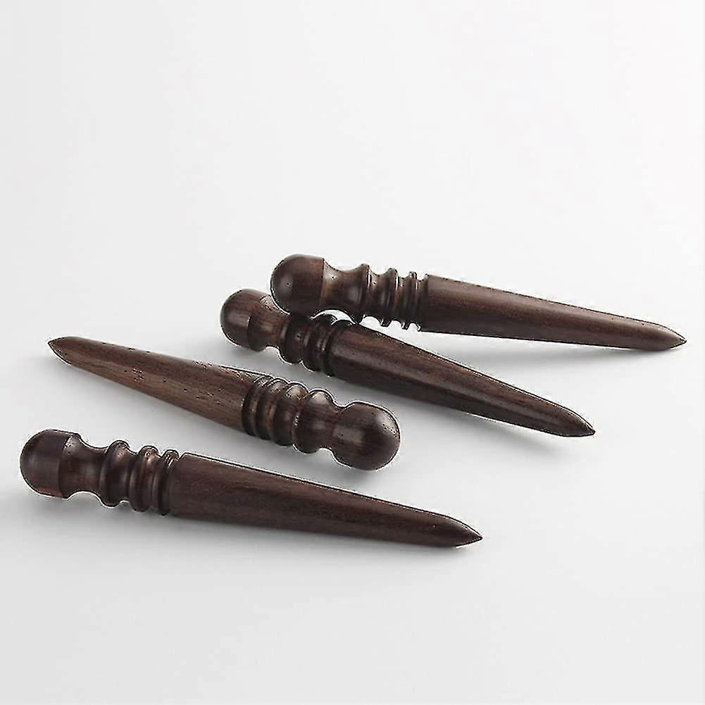 2 stk Treskinn Burnisher Tool Lær Slicker Tool Tre Lær Edge Device For lærverktøy (4 spor)