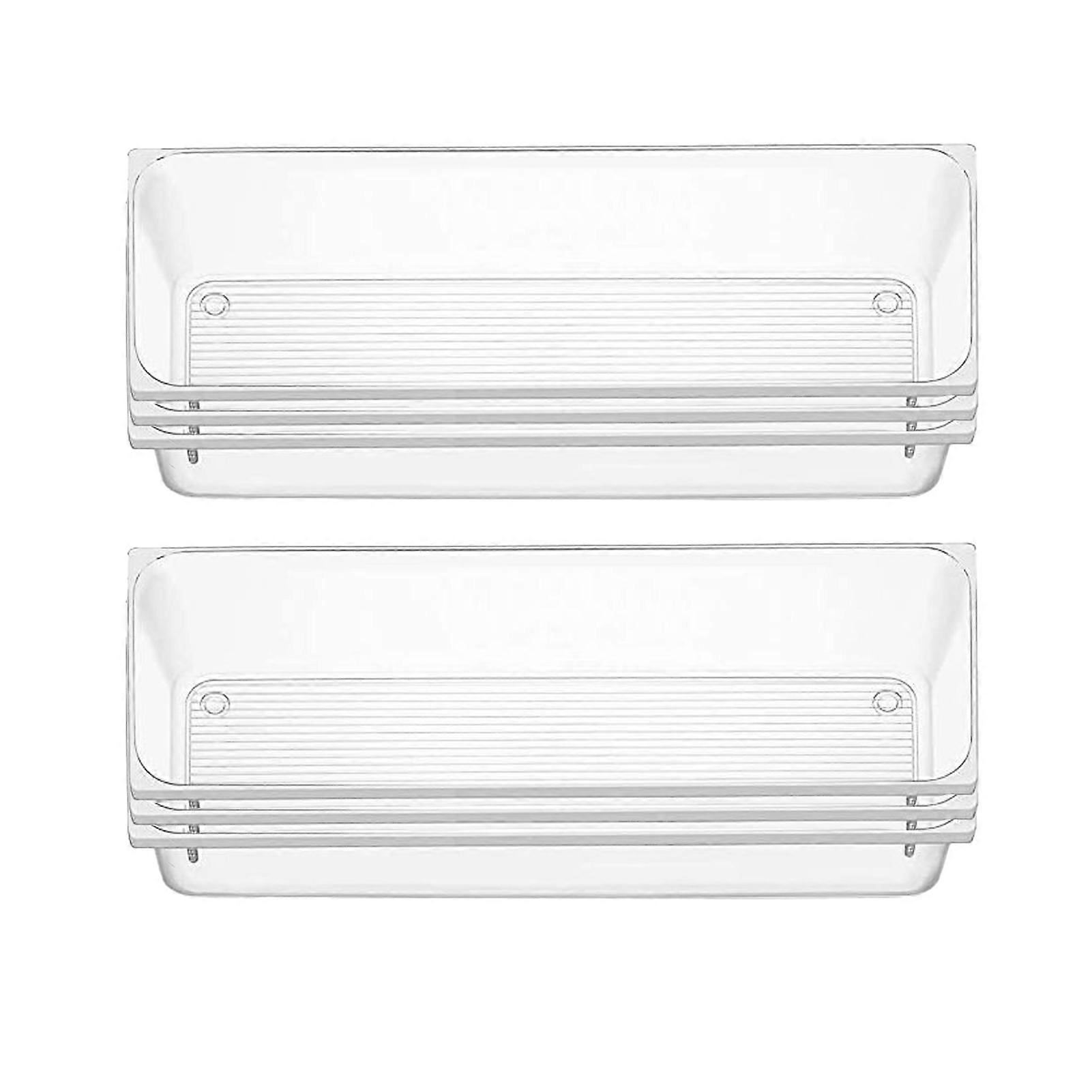 6Pcs Clear Drawer Organizer Non Slip Compartment Storage Space Saving Transparent Storage Box for Makeup Bathroom