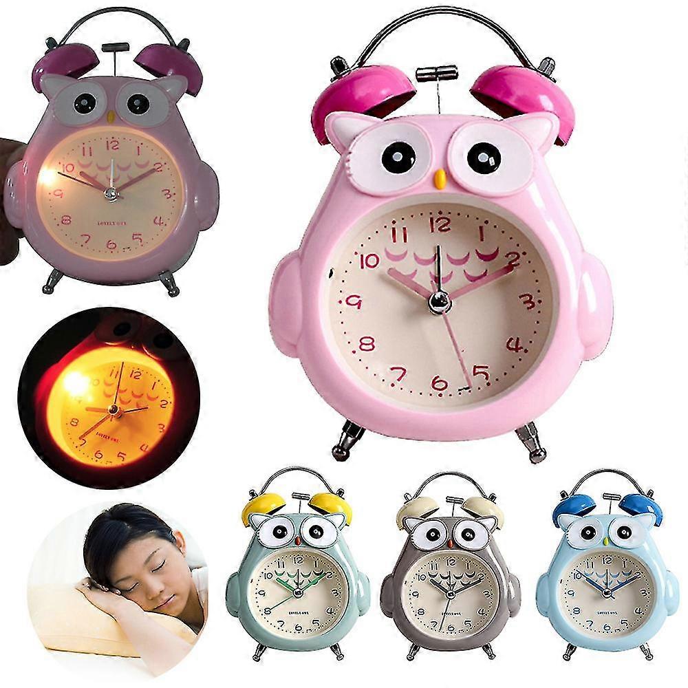 Kids Alarm Clock Owl Loud Bell Analog Alarm Clock Silent Non-ticking Desk Clock With Night Light G