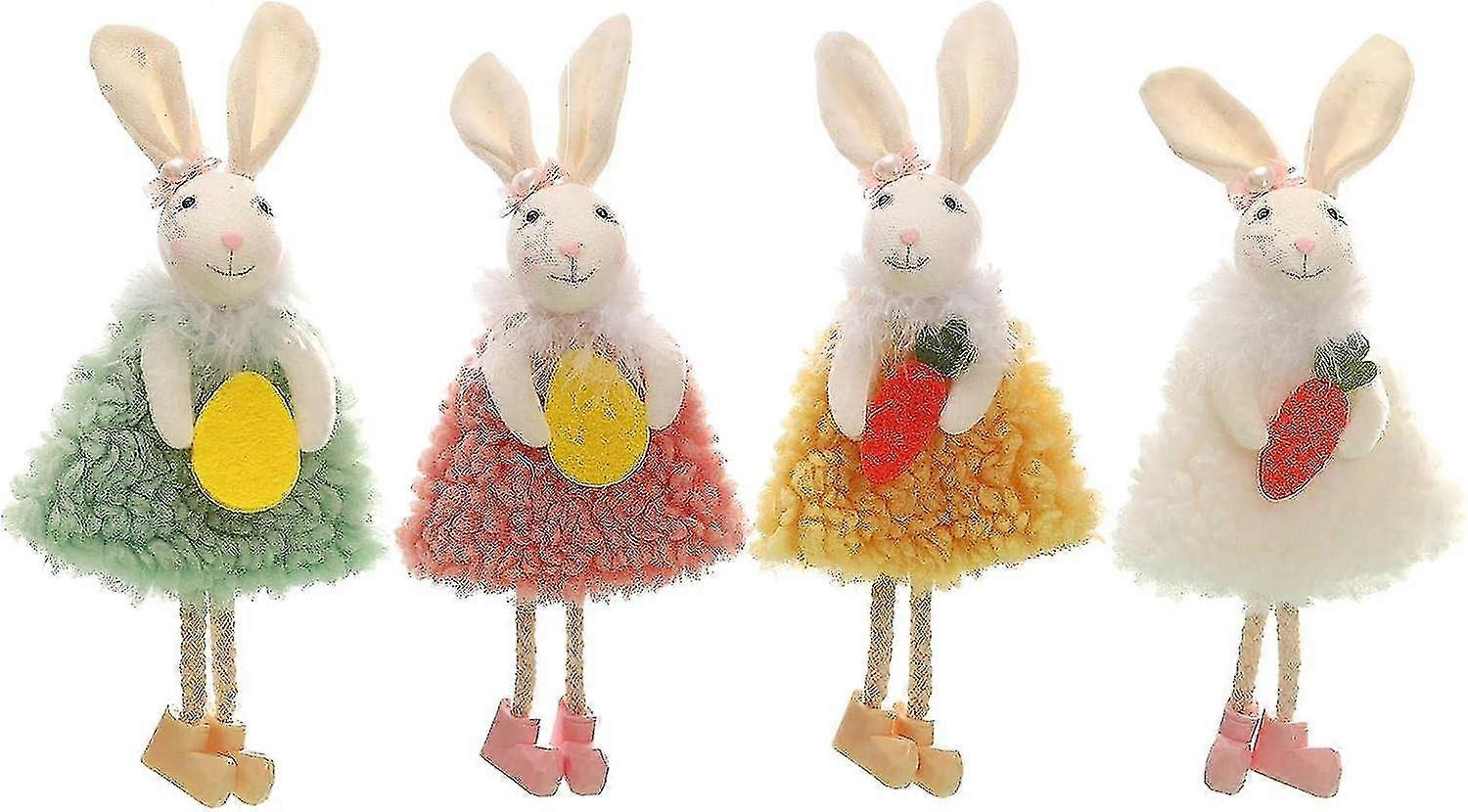 4x دمية أرنب مصنوعة يدويا أفخم ، محشوة DIY كرافت ، معلقة زخرفة قلادة لعيد ميلاد عيد الفصح عيد الحب حزب يفضل الديكور / YY