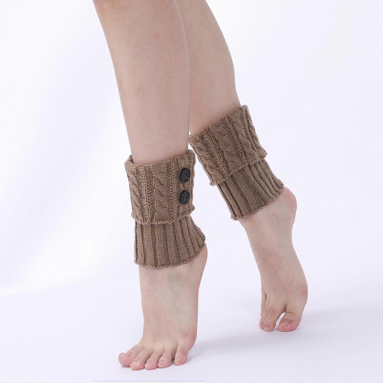 Khaki colored leg warmers