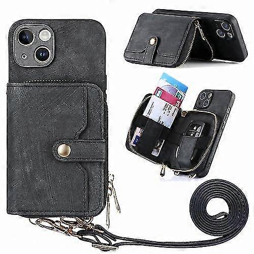 Compatible with Iphone 15 Crossbody Multi-function Zipper Wallet Mobile Phone Case