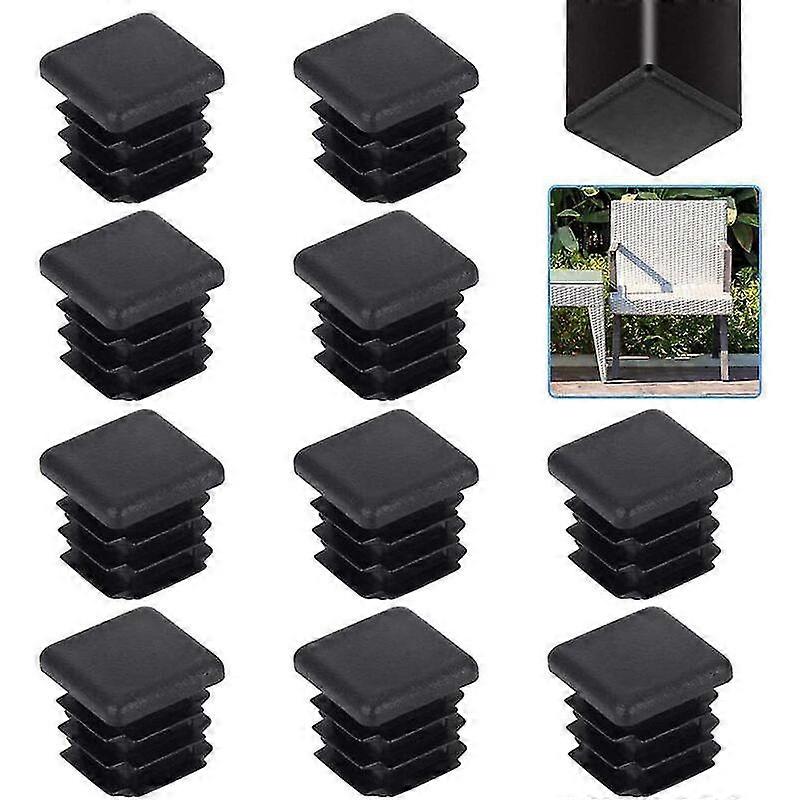 20 Pcs Square Pipe Plug 20*20mm Square Tube End Cap Black Plastic Square Tube Plug Square Lam End Cap Solid Chair Tube End Cap Table Leg For Furniture