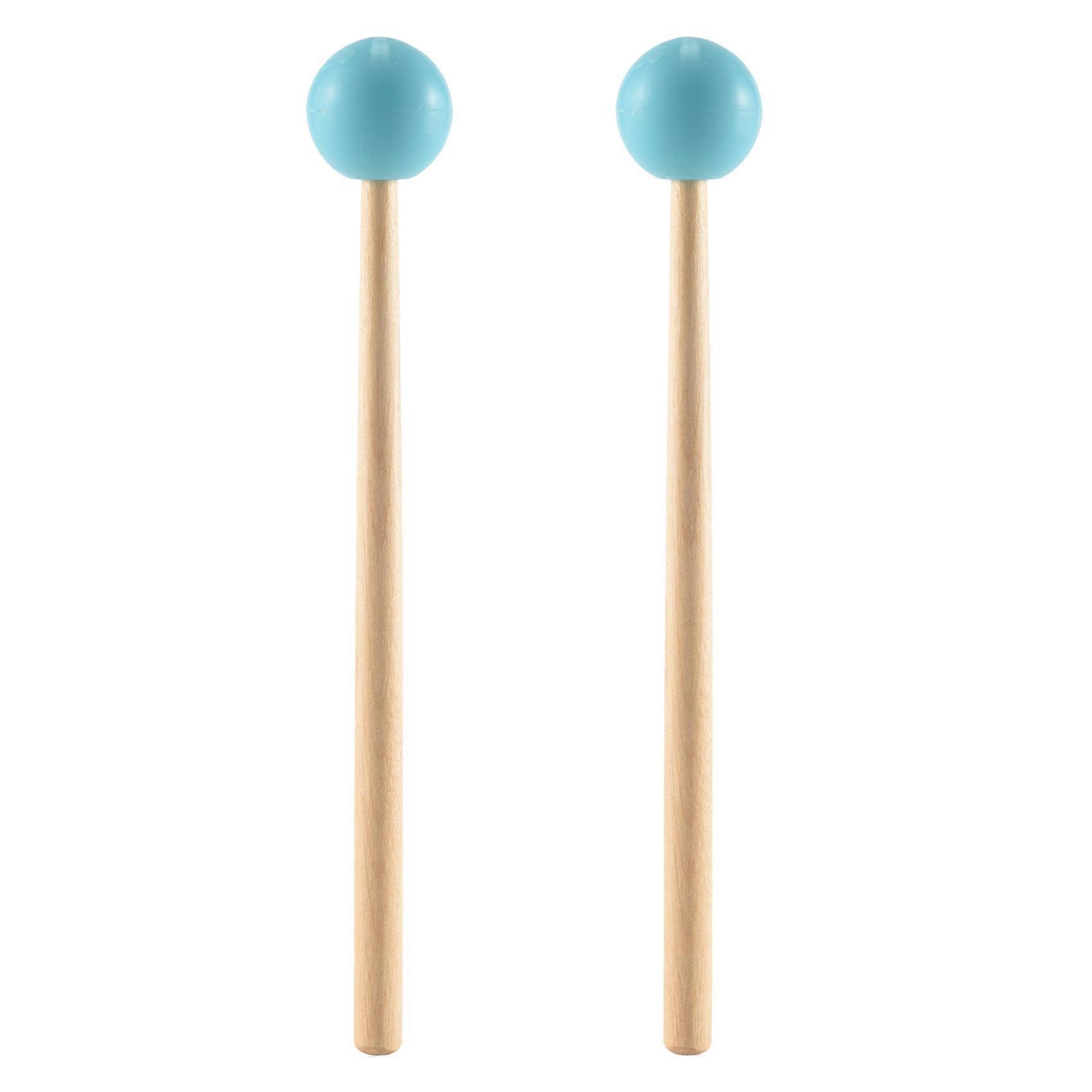 2Pcs Soft Rubber Head Sticks Wood Handle Bell Mallets for Glockenspiel Xylophone Bell Music Instrum