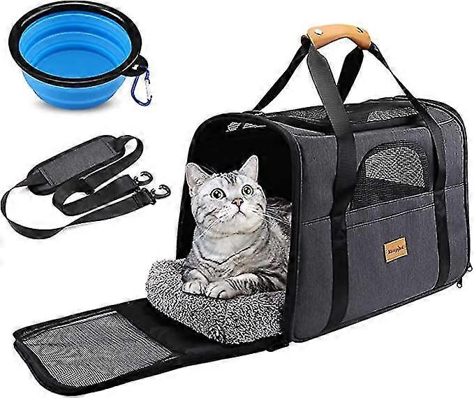 Cat Carrier Bag, Breathable Foldable Dog Carrier Bag, Cat Carrier Box With Adjustable Shoulder Strap, Cat Carrier Cage With Removable Plush Mattress+b