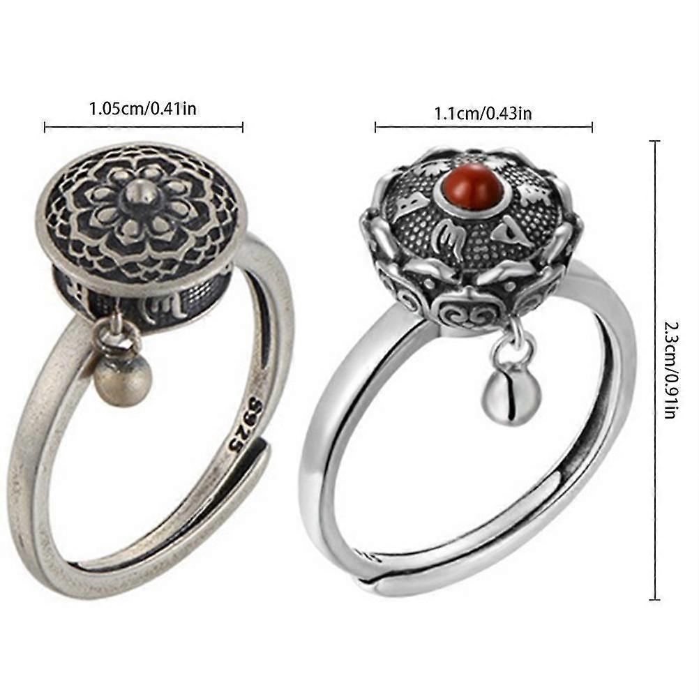 2 anelli rotanti buddisti tibetani con ruota di preghiera OM in ottone con anello di loto e mantra, anelli portafortuna | IT
