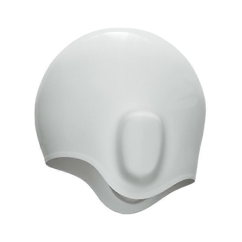 WAVE Waterproof Solid Color Ear Guard Silicone Swimming Cap, Color: Childrens White