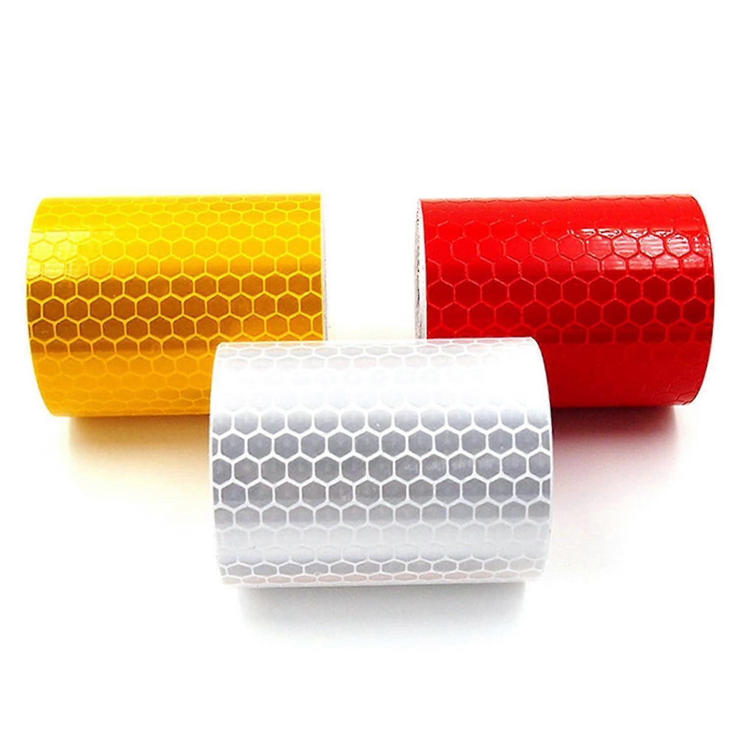 3 لفات أشرطة عاكسة 3 ألوان ، شريط تحذير عاكس ملصق السلامة الليلية ، فضي ، أحمر ، أصفر