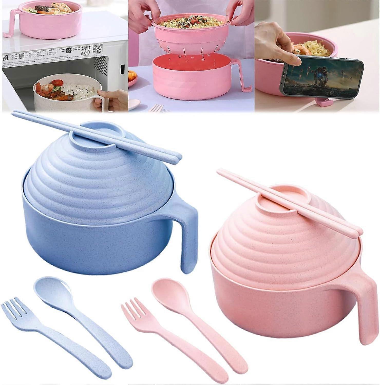Microwave Ramen Bowl Set, Ramen Noodles Bowl With Chopsticks, Ramen Bowl Microwavable, Ramen Microwave Bowl, Microwave Ramen Cooker Bowl with Lid