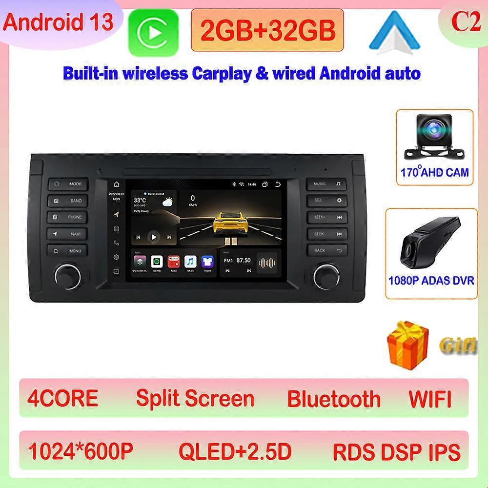 Android 13 Car Radio for BMW 5 Series E39 7 Series E38 X5 E53 M5 Android Auto Carplay Buttons Car Stereo GPS Intelligent System
