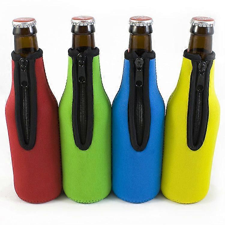 4pcs Standard 330ml Beer Bottle Sleeve Insulators With Zipper, Standard Can Sleeves, Neoprene Insulators For Cans
