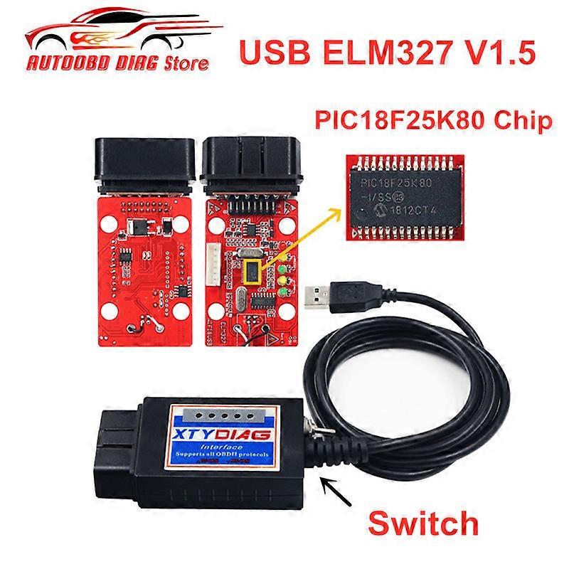 USB ELM327 V1.5 Swith PIC18F25K80 Chip Auto Code Reader ELM 327 CAN / MS CAN für Forscan OBD2 Diagnosewerkzeug Scanner