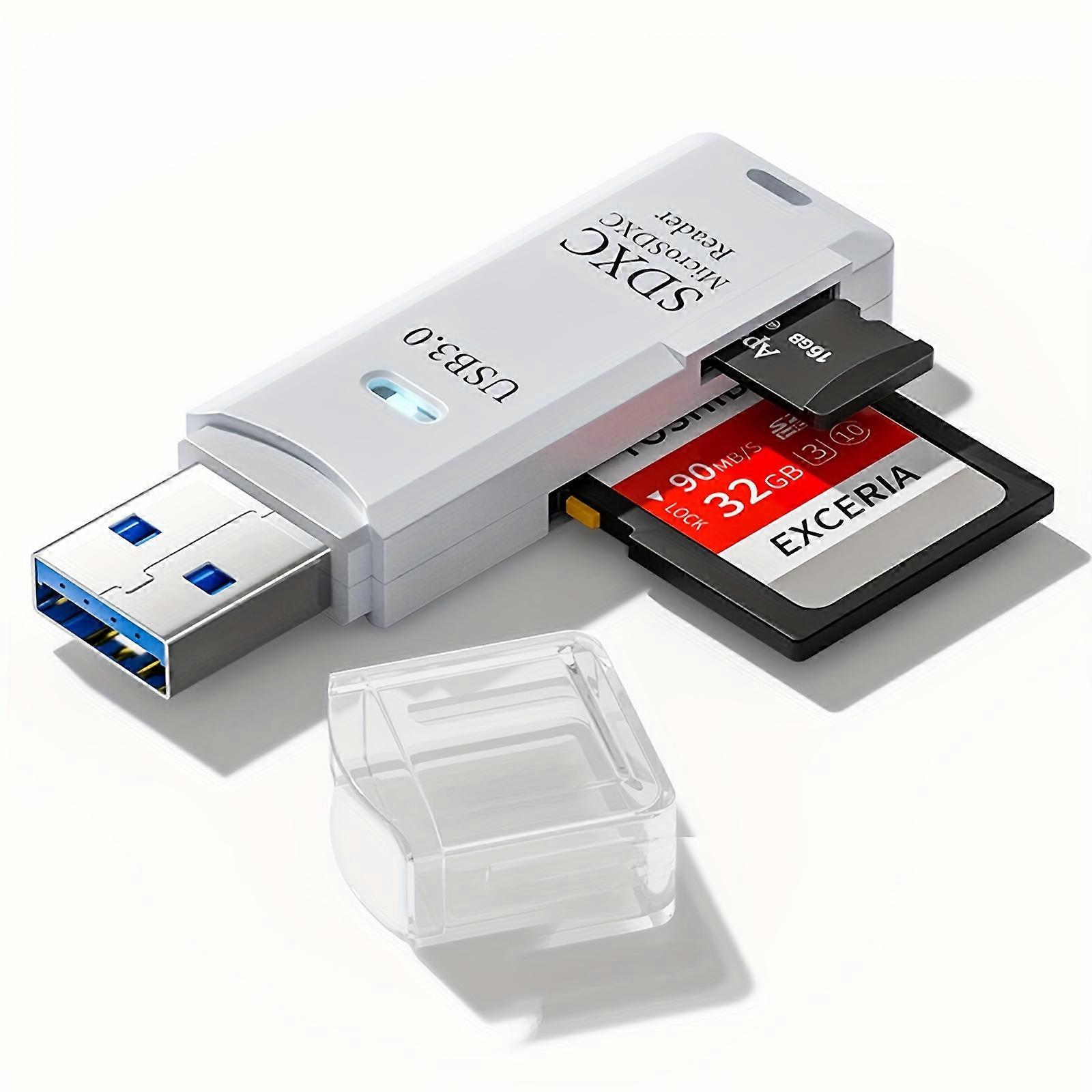 Fast 5Gbps Usb 3.0 Card Reader - Dual Slot For Sd & Micro Sd, Plug & Play, Compatible With Pc/Mac/Android (Black/White)
