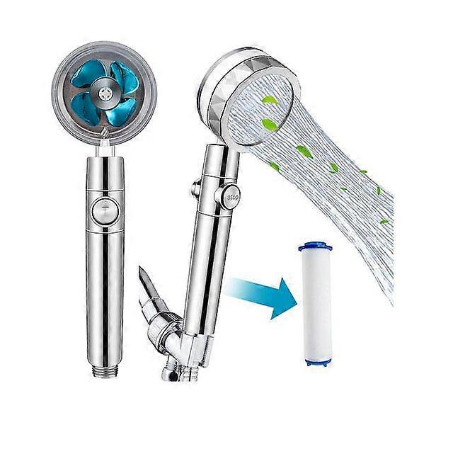 Shower head with cleaning filter, water stop with one click, high-pressure water-saving spray head, Blue