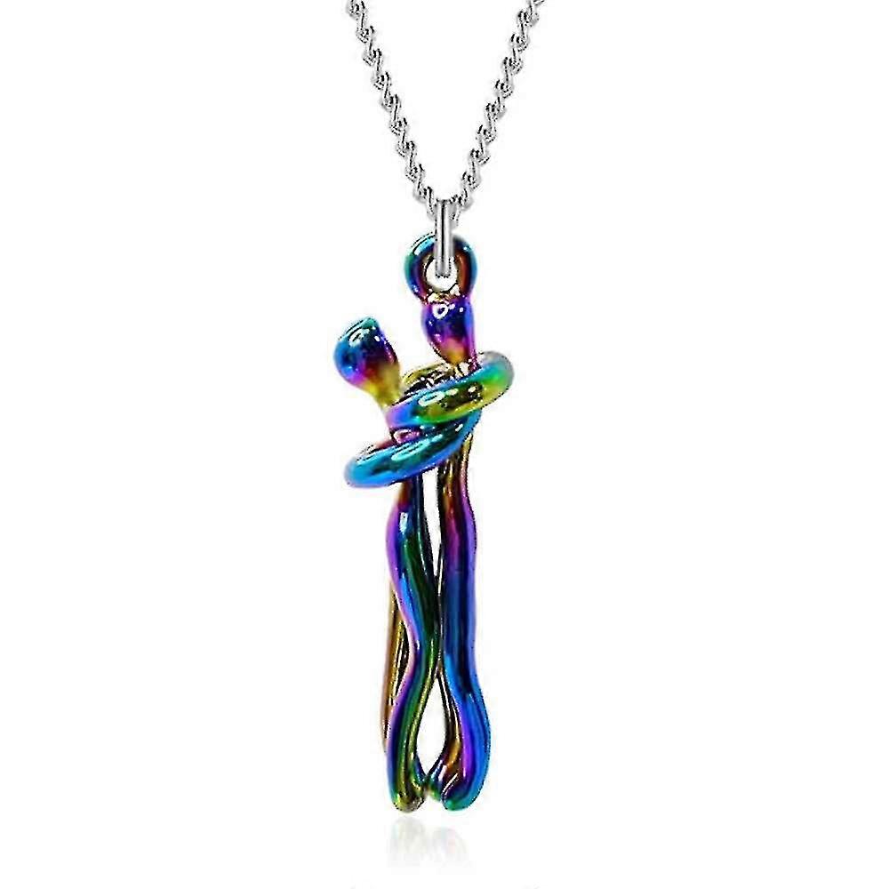 Collier pendentif couple câlin, style amour, bijou à breloques, cadeau de Saint-Valentin pour femme et fille