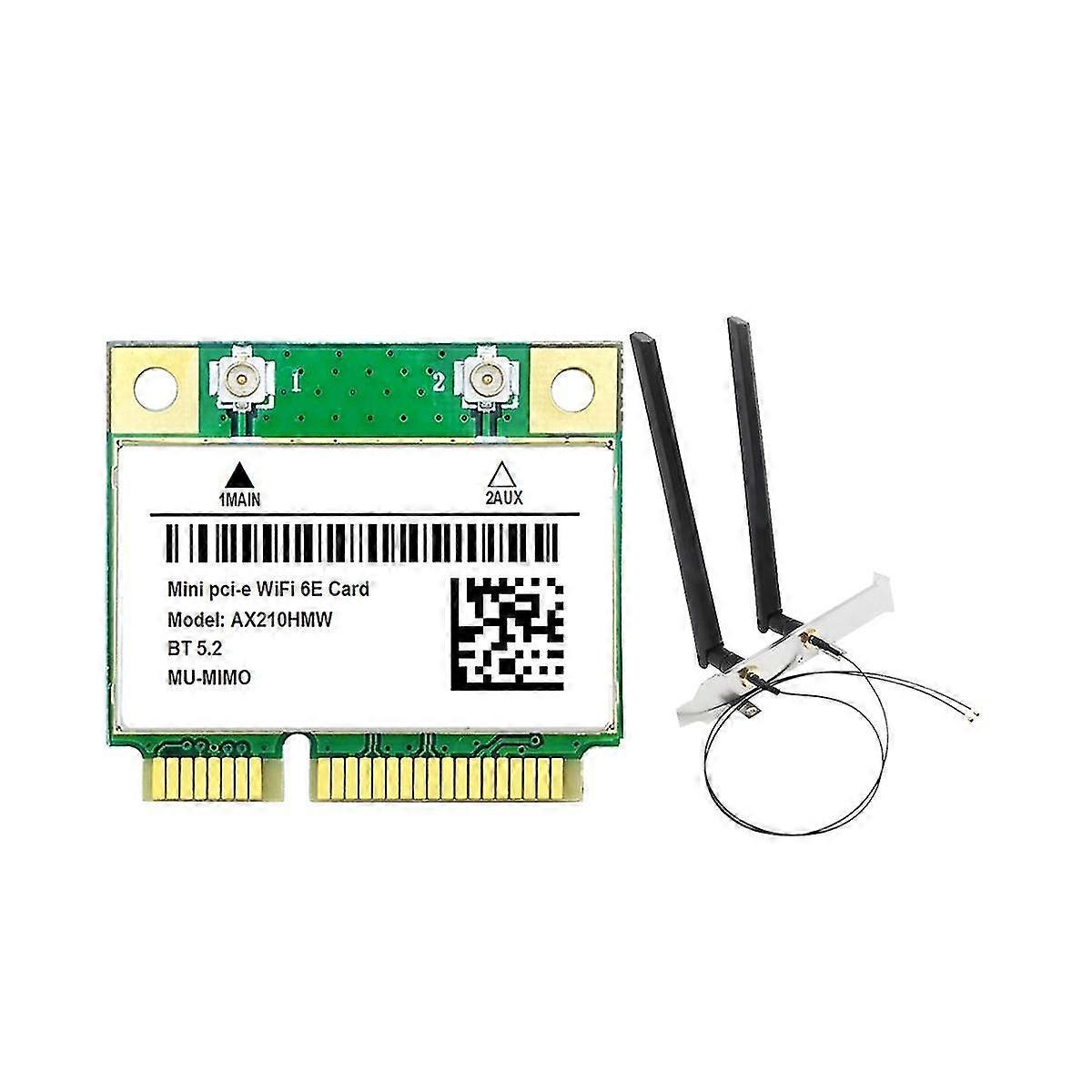 Ax210hmw Wifi Card With Antenna Wifi 6e Mini Pci-e Ax210 802.11axac 2.4g5g6ghz Bt5.2 Wireless Ad