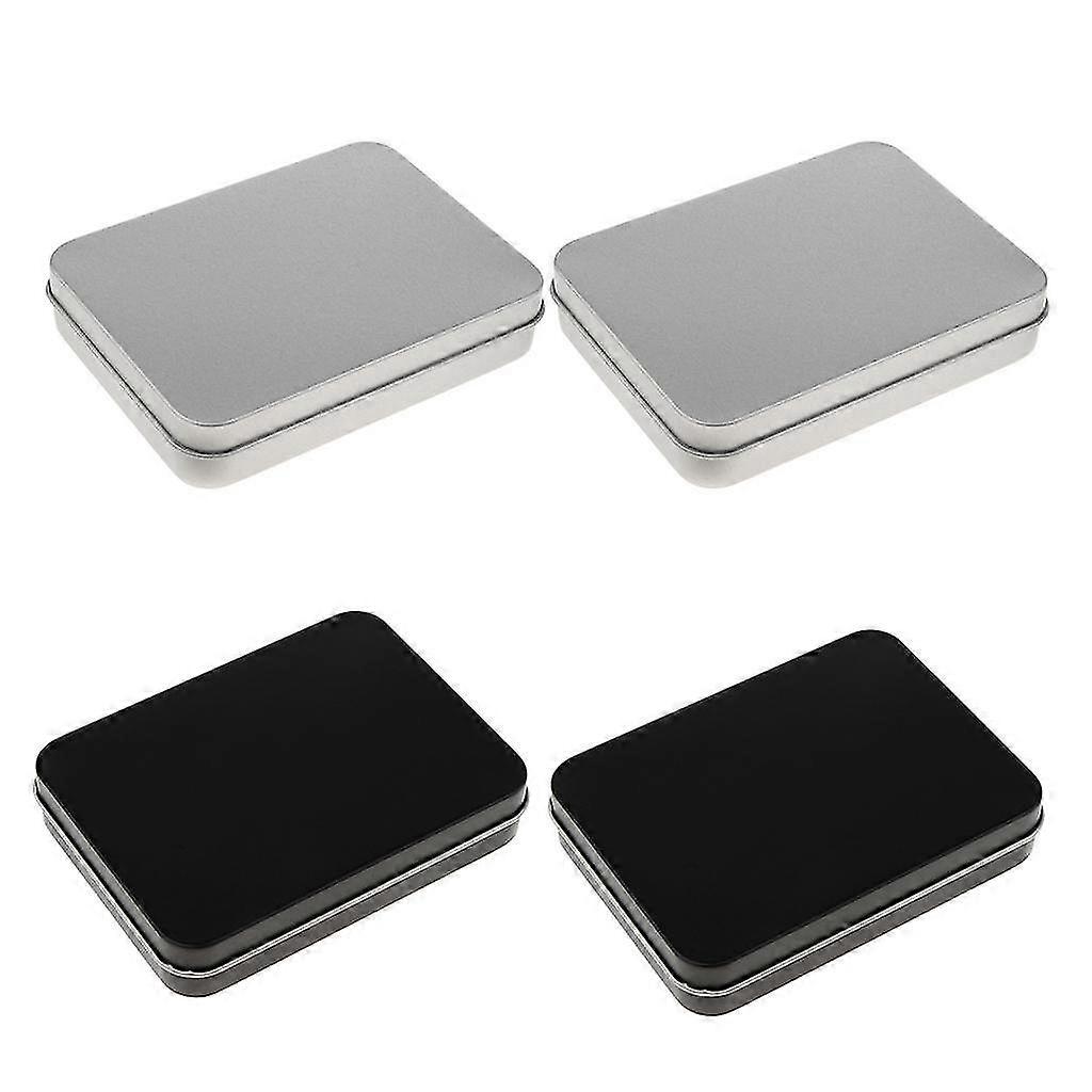 4 Pack 4.53 X 3.35 X 0.91 Inch Tins Container Rectangular Containers - Small Storage Kit Metal Empty Mini Portable Tin Box, Home Organizer