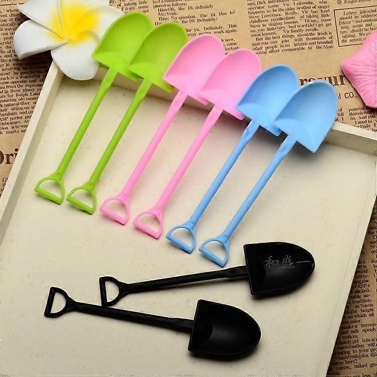100 colorful Novelty Mini Shovel Shape Spoons Cute Disposable Plastic Dessert Spoons.