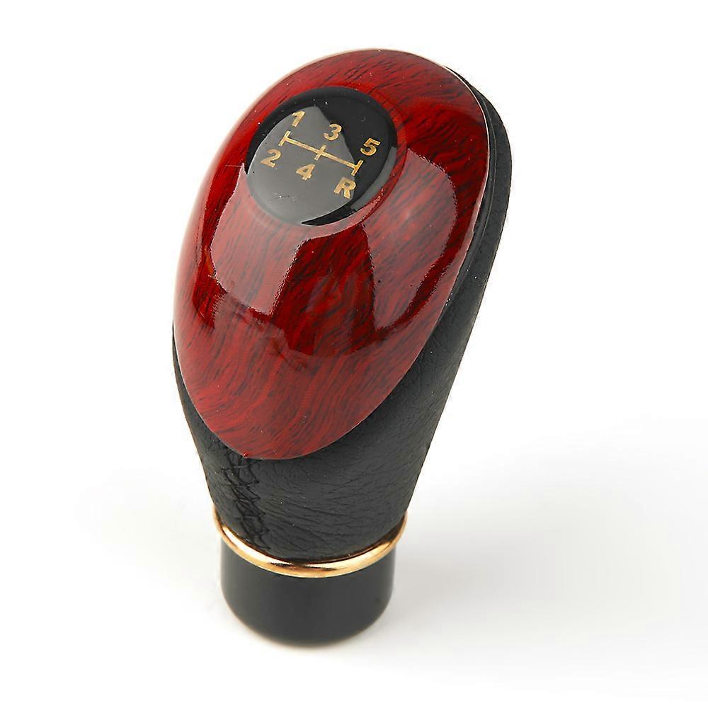 2018 New Car-Stying Audew Wooden PU Leather Car Truck 5 Speed Lever Manual Gear Stick Knob Shift Gloss hot selling