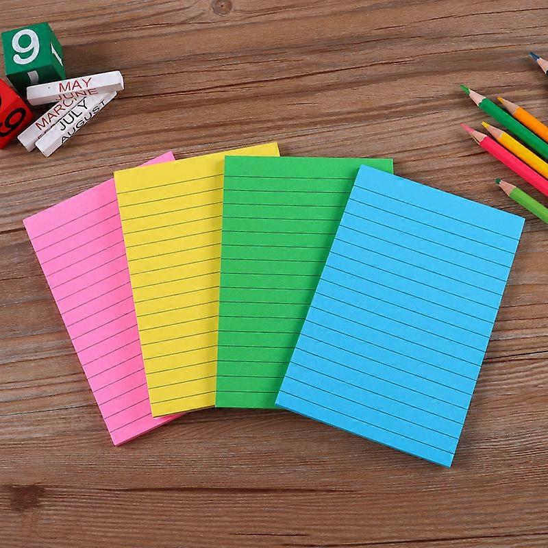 Lined Sticky Notes, 4 Color Self Adhesive Memo Pad, Luminous Post-it Notes, Colorful Large Square Sticky Notes for Office, Home, School, Meeting
